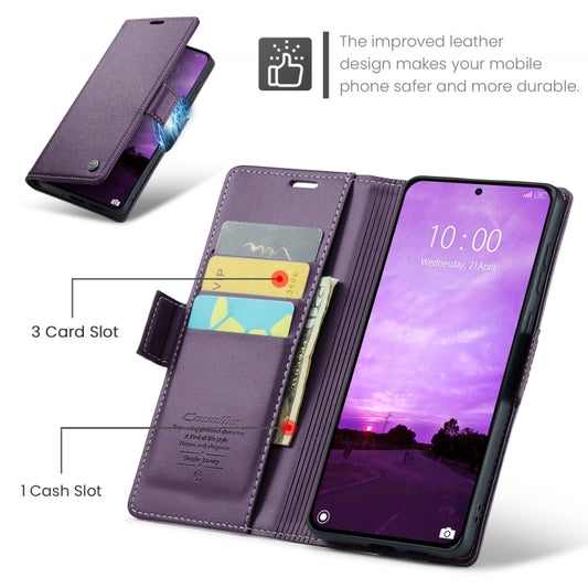 For Xiaomi 14T Pro CaseMe 023 Butterfly Buckle Litchi Texture RFID Anti-theft Leather Phone Case(Purple) by CaseMe