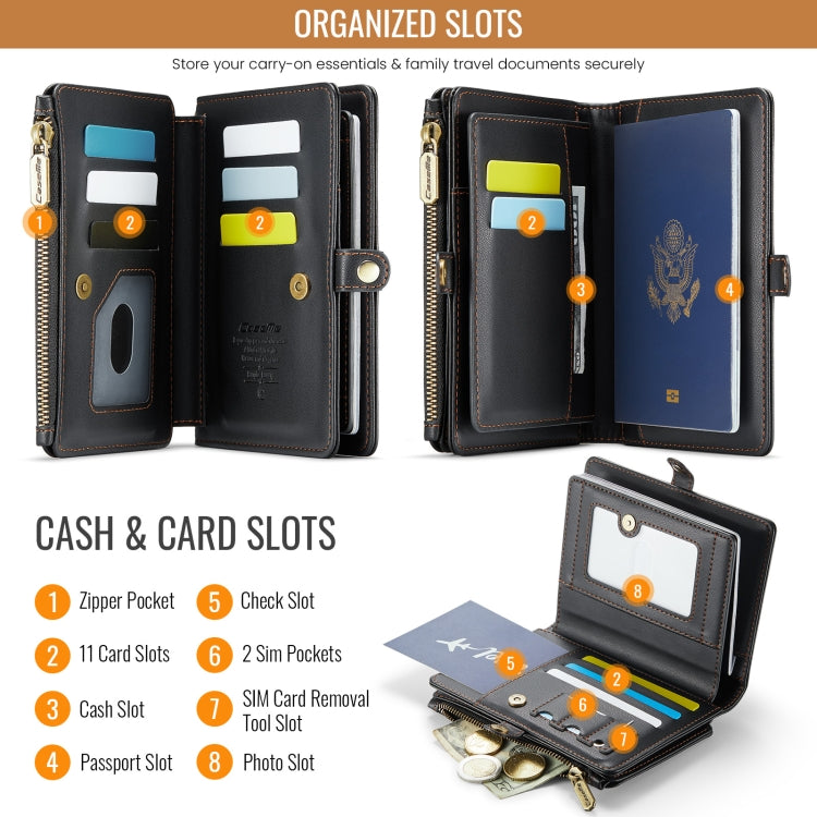 CaseMe-Me60 Multi-functional Anti-theft Swipe Passport Wallet(Black) by CaseMe