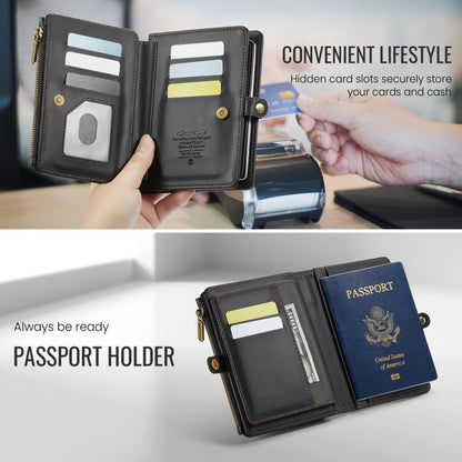 CaseMe-Me60 Multi-functional Anti-theft Swipe Passport Wallet(Black) by CaseMe