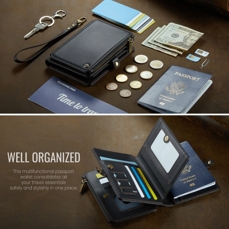 CaseMe-Me60 Multi-functional Anti-theft Swipe Passport Wallet(Black) by CaseMe