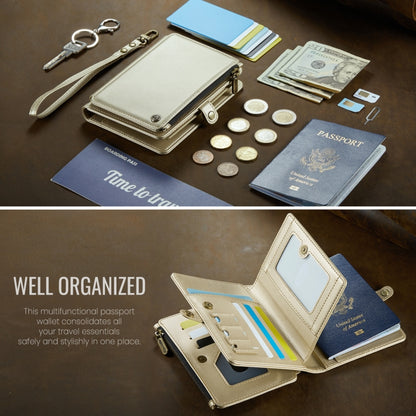 CaseMe-Me60 Multi-functional Anti-theft Swipe Passport Wallet(Gold) by CaseMe