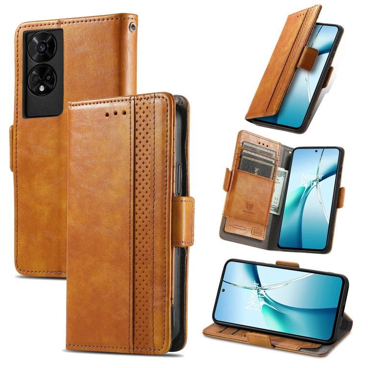 For TCL 50 5G CaseNeo Splicing Dual Magnetic Buckle Leather Phone Case(Khaki) - TCL by CaseNeo | Online Shopping UK | buy2fix