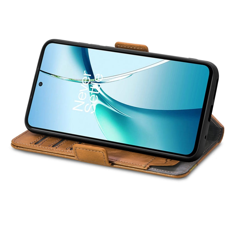 For TCL 50 5G CaseNeo Splicing Dual Magnetic Buckle Leather Phone Case(Khaki) - TCL by CaseNeo | Online Shopping UK | buy2fix