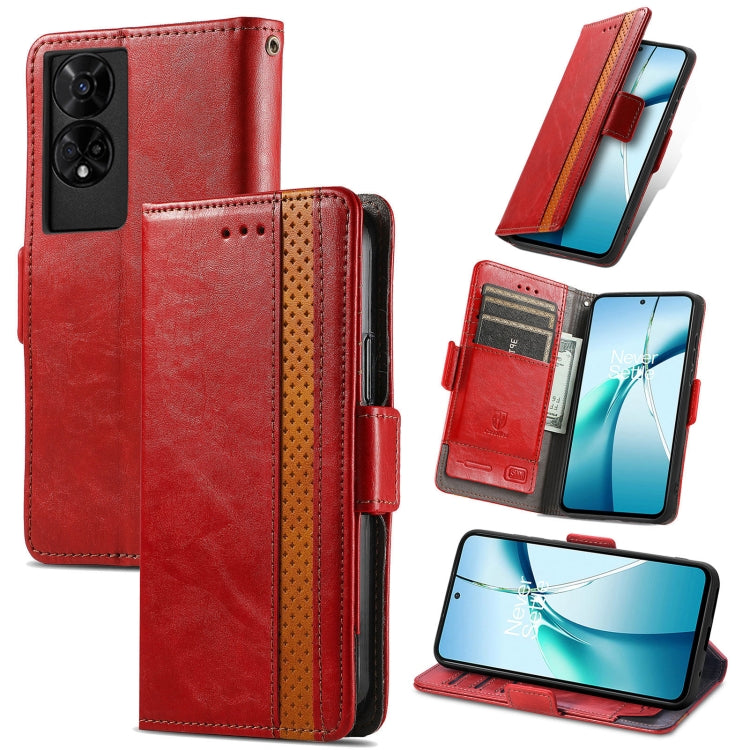 For TCL 50 5G CaseNeo Splicing Dual Magnetic Buckle Leather Phone Case(Red) - TCL by CaseNeo | Online Shopping UK | buy2fix