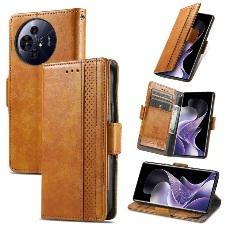 For TCL 50 Pro NxtPaper CaseNeo Splicing Dual Magnetic Buckle Leather Phone Case(Khaki) - TCL by CaseNeo | Online Shopping UK | buy2fix