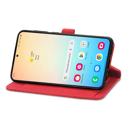For Samsung Galaxy S25+ 5G Embossed Flower Zipper Leather Phone Case(Red) by buy2fix