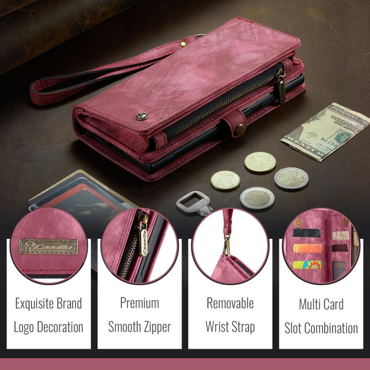 For Samsung Galaxy S25 5G CaseMe 008 Detachable Multifunctional Leather Phone Case(Wine Red) - Galaxy S25 5G Cases by CaseMe | Online Shopping UK | buy2fix