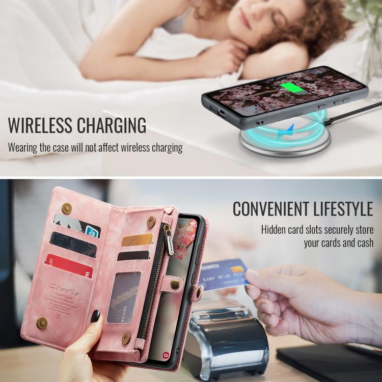 For Samsung Galaxy S25 5G CaseMe 008 Detachable Multifunctional Leather Phone Case(Pink) - Galaxy S25 5G Cases by CaseMe | Online Shopping UK | buy2fix