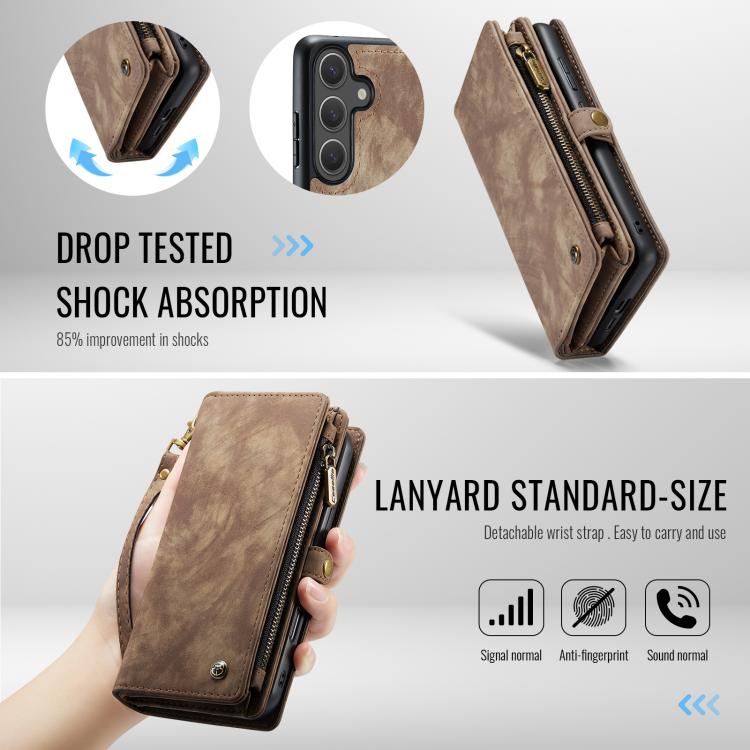For Samsung Galaxy S25 5G CaseMe 008 Detachable Multifunctional Leather Phone Case(Brown) - Galaxy S25 5G Cases by CaseMe | Online Shopping UK | buy2fix