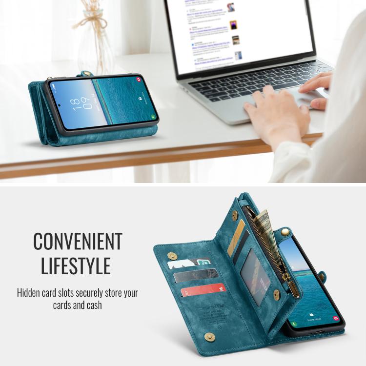 For Samsung Galaxy S25+ 5G CaseMe 008 Detachable Multifunctional Leather Phone Case(Blue) - Galaxy S25+ 5G Cases by CaseMe | Online Shopping UK | buy2fix