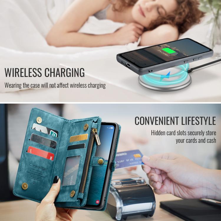 For Samsung Galaxy S25+ 5G CaseMe 008 Detachable Multifunctional Leather Phone Case(Blue) - Galaxy S25+ 5G Cases by CaseMe | Online Shopping UK | buy2fix