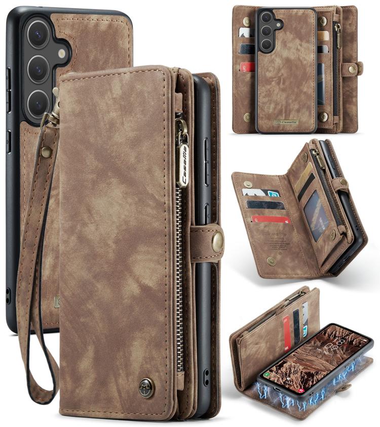 For Samsung Galaxy S25+ 5G CaseMe 008 Detachable Multifunctional Leather Phone Case(Brown) - Galaxy S25+ 5G Cases by CaseMe | Online Shopping UK | buy2fix