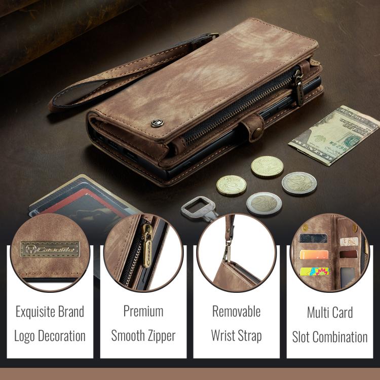 For Samsung Galaxy S25+ 5G CaseMe 008 Detachable Multifunctional Leather Phone Case(Brown) - Galaxy S25+ 5G Cases by CaseMe | Online Shopping UK | buy2fix