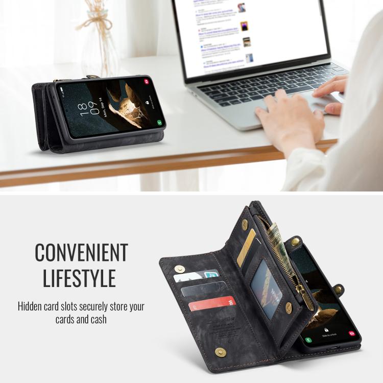 For Samsung Galaxy S25+ 5G CaseMe 008 Detachable Multifunctional Leather Phone Case(Black) - Galaxy S25+ 5G Cases by CaseMe | Online Shopping UK | buy2fix