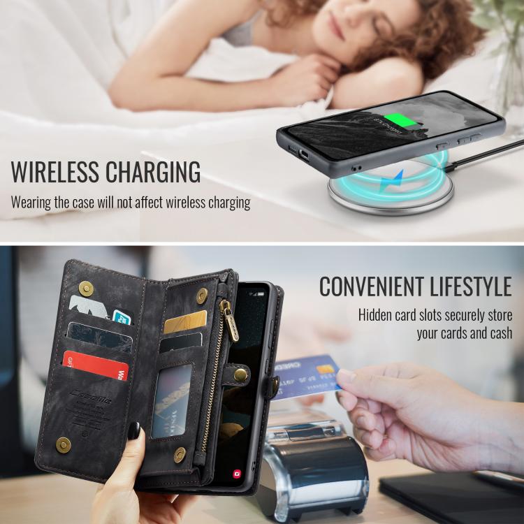 For Samsung Galaxy S25+ 5G CaseMe 008 Detachable Multifunctional Leather Phone Case(Black) - Galaxy S25+ 5G Cases by CaseMe | Online Shopping UK | buy2fix