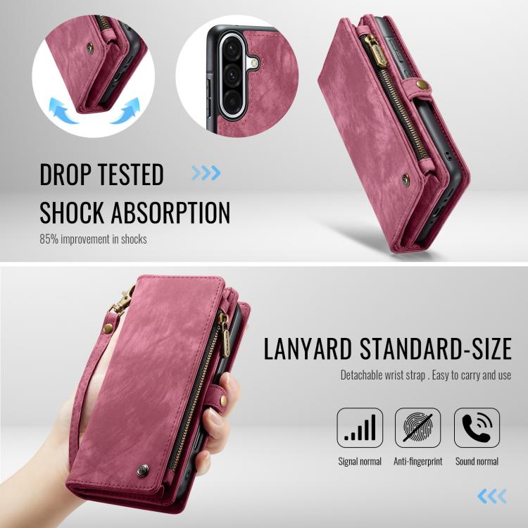 For Samsung Galaxy A36 CaseMe 008 Detachable Multifunctional Leather Phone Case(Wine Red) - Galaxy Phone Cases by CaseMe | Online Shopping UK | buy2fix