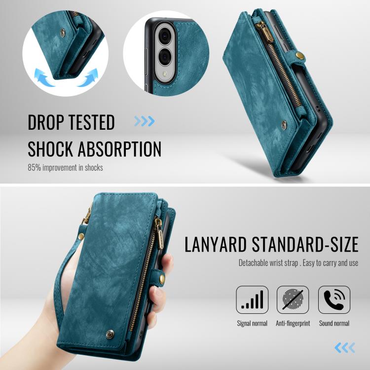 For Samsung Galaxy S25 Edge 5G CaseMe 008 Detachable Multifunctional Leather Phone Case(Blue) - Galaxy S25 Edge 5G Cases by CaseMe | Online Shopping UK | buy2fix