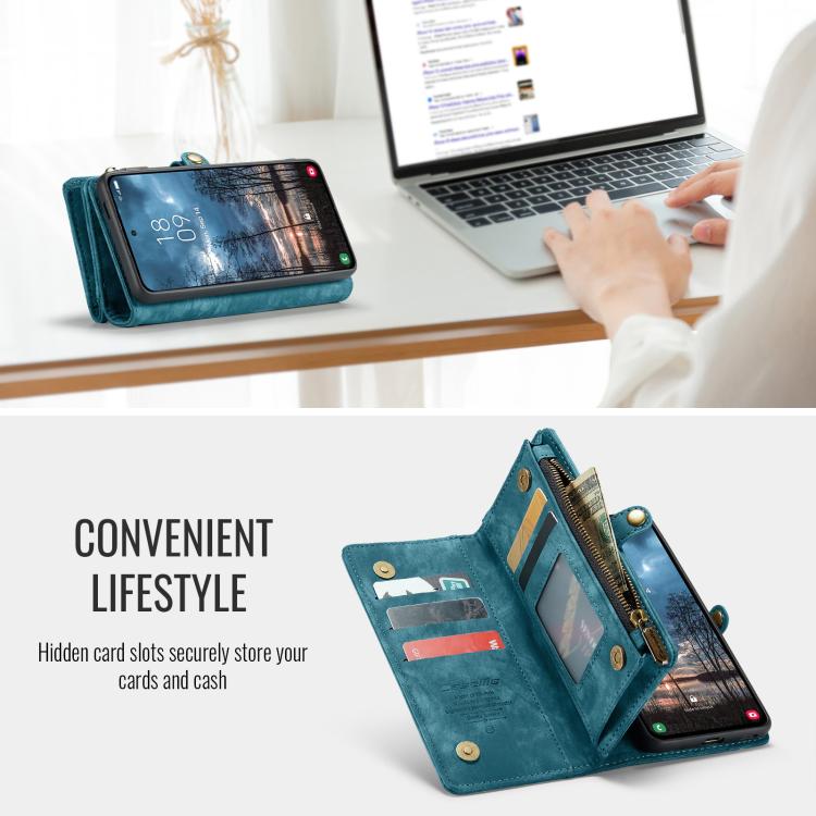 For Samsung Galaxy S25 Edge 5G CaseMe 008 Detachable Multifunctional Leather Phone Case(Blue) - Galaxy S25 Edge 5G Cases by CaseMe | Online Shopping UK | buy2fix