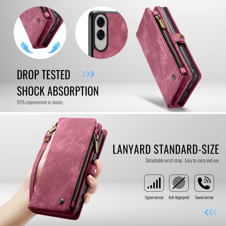 For Samsung Galaxy S25 Edge 5G CaseMe 008 Detachable Multifunctional Leather Phone Case(Wine Red) - Galaxy S25 Edge 5G Cases by CaseMe | Online Shopping UK | buy2fix