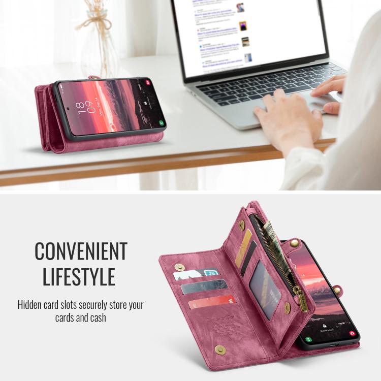 For Samsung Galaxy S25 Edge 5G CaseMe 008 Detachable Multifunctional Leather Phone Case(Wine Red) - Galaxy S25 Edge 5G Cases by CaseMe | Online Shopping UK | buy2fix