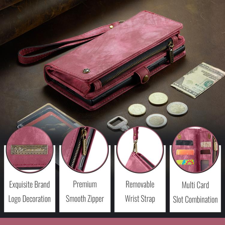 For Samsung Galaxy S25 Edge 5G CaseMe 008 Detachable Multifunctional Leather Phone Case(Wine Red) - Galaxy S25 Edge 5G Cases by CaseMe | Online Shopping UK | buy2fix