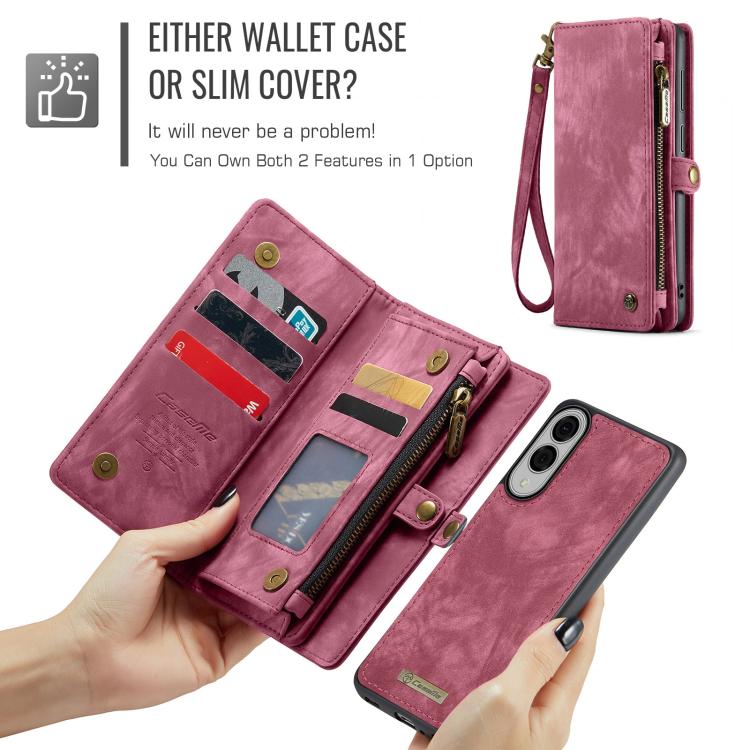 For Samsung Galaxy S25 Edge 5G CaseMe 008 Detachable Multifunctional Leather Phone Case(Wine Red) - Galaxy S25 Edge 5G Cases by CaseMe | Online Shopping UK | buy2fix