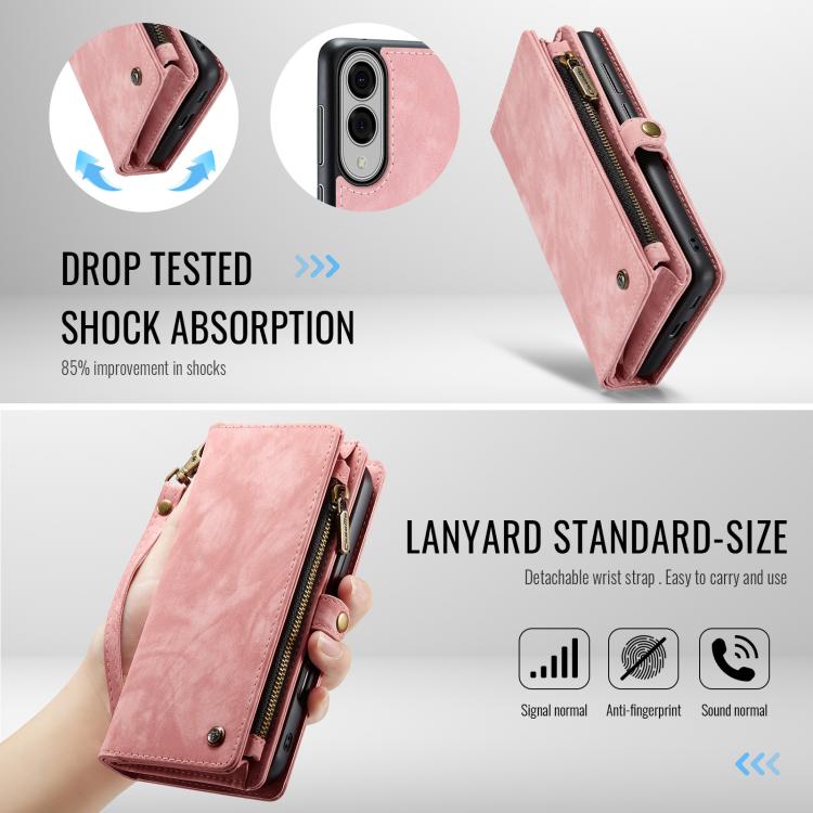 For Samsung Galaxy S25 Edge 5G CaseMe 008 Detachable Multifunctional Leather Phone Case(Pink) - Galaxy S25 Edge 5G Cases by CaseMe | Online Shopping UK | buy2fix