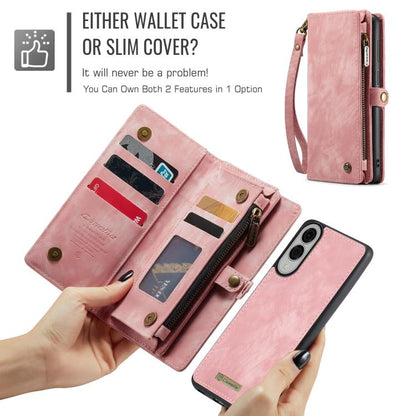 For Samsung Galaxy S25 Edge 5G CaseMe 008 Detachable Multifunctional Leather Phone Case(Pink) - Galaxy S25 Edge 5G Cases by CaseMe | Online Shopping UK | buy2fix