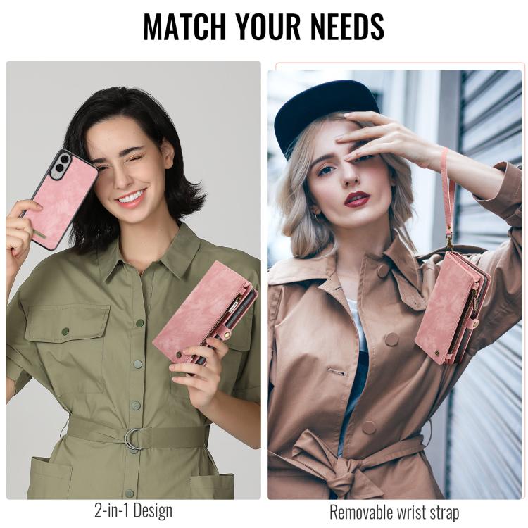 For Samsung Galaxy S25 Edge 5G CaseMe 008 Detachable Multifunctional Leather Phone Case(Pink) - Galaxy S25 Edge 5G Cases by CaseMe | Online Shopping UK | buy2fix