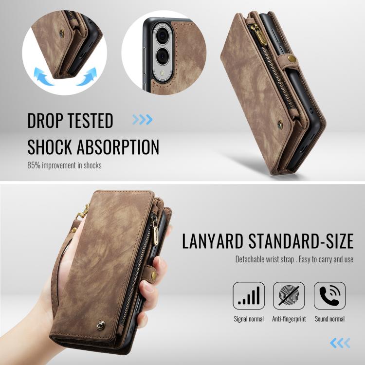 For Samsung Galaxy S25 Edge 5G CaseMe 008 Detachable Multifunctional Leather Phone Case(Brown) - Galaxy S25 Edge 5G Cases by CaseMe | Online Shopping UK | buy2fix