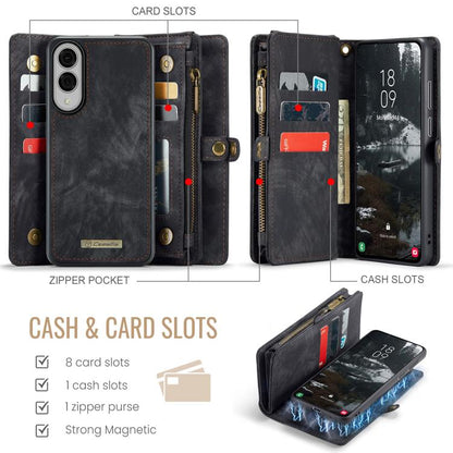 For Samsung Galaxy S25 Edge 5G CaseMe 008 Detachable Multifunctional Leather Phone Case(Black) - Galaxy S25 Edge 5G Cases by CaseMe | Online Shopping UK | buy2fix