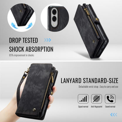 For Samsung Galaxy S25 Edge 5G CaseMe 008 Detachable Multifunctional Leather Phone Case(Black) - Galaxy S25 Edge 5G Cases by CaseMe | Online Shopping UK | buy2fix