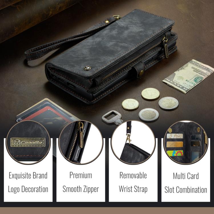 For Samsung Galaxy S25 Edge 5G CaseMe 008 Detachable Multifunctional Leather Phone Case(Black) - Galaxy S25 Edge 5G Cases by CaseMe | Online Shopping UK | buy2fix