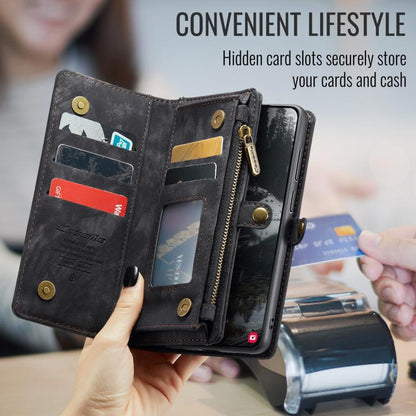 For Samsung Galaxy S25 Edge 5G CaseMe 008 Detachable Multifunctional Leather Phone Case(Black) - Galaxy S25 Edge 5G Cases by CaseMe | Online Shopping UK | buy2fix