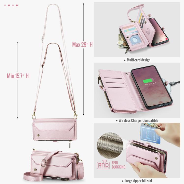 For Samsung Galaxy S25+ 5G CaseMe C36 Card Slots Zipper Wallet RFID Anti-theft Leather Phone Case(Pink) - Galaxy S25+ 5G Cases by CaseMe | Online Shopping UK | buy2fix