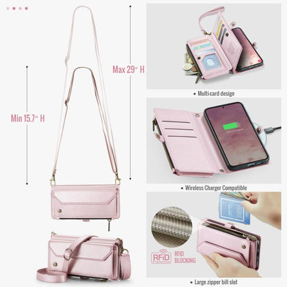 For Samsung Galaxy S25+ 5G CaseMe C36 Card Slots Zipper Wallet RFID Anti-theft Leather Phone Case(Pink) - Galaxy S25+ 5G Cases by CaseMe | Online Shopping UK | buy2fix