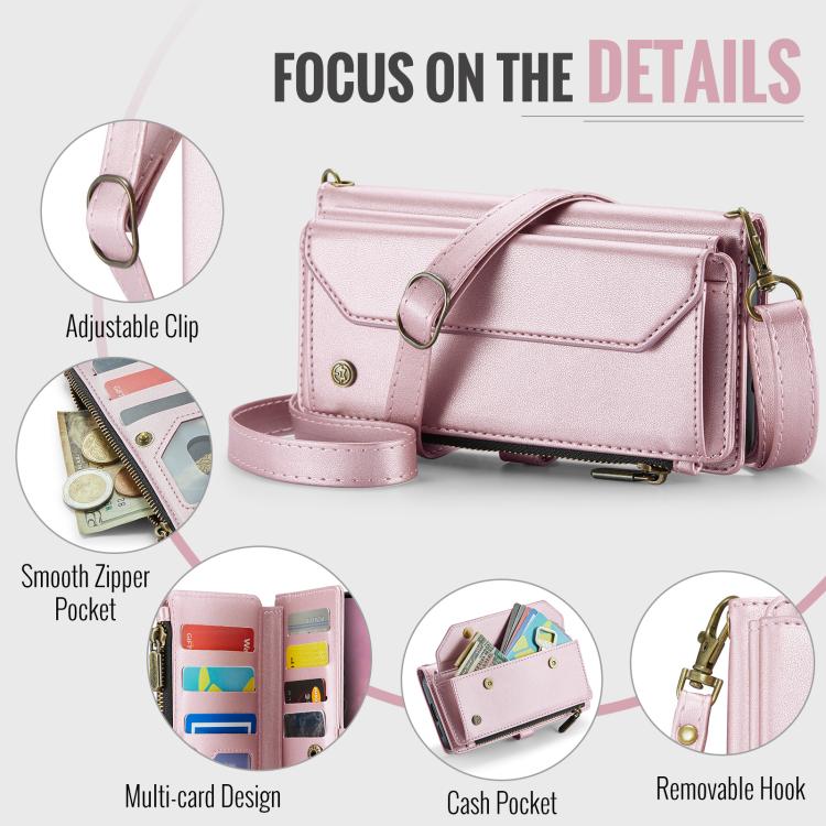 For Samsung Galaxy S25+ 5G CaseMe C36 Card Slots Zipper Wallet RFID Anti-theft Leather Phone Case(Pink) - Galaxy S25+ 5G Cases by CaseMe | Online Shopping UK | buy2fix