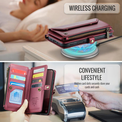 For Samsung Galaxy S25+ 5G CaseMe C36 Card Slots Zipper Wallet RFID Anti-theft Leather Phone Case(Red) - Galaxy S25+ 5G Cases by CaseMe | Online Shopping UK | buy2fix