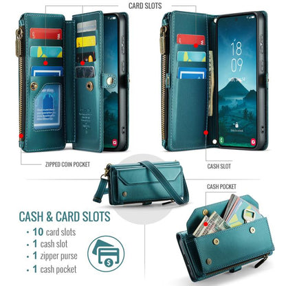 For Samsung Galaxy S25+ 5G CaseMe C36 Card Slots Zipper Wallet RFID Anti-theft Leather Phone Case(Blue) - Galaxy S25+ 5G Cases by CaseMe | Online Shopping UK | buy2fix