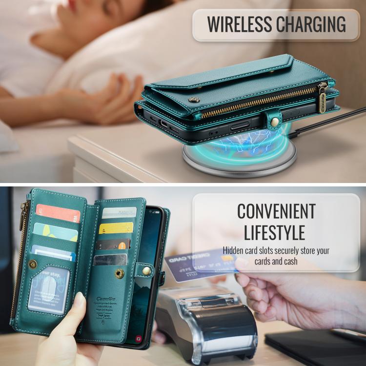 For Samsung Galaxy S25+ 5G CaseMe C36 Card Slots Zipper Wallet RFID Anti-theft Leather Phone Case(Blue) - Galaxy S25+ 5G Cases by CaseMe | Online Shopping UK | buy2fix