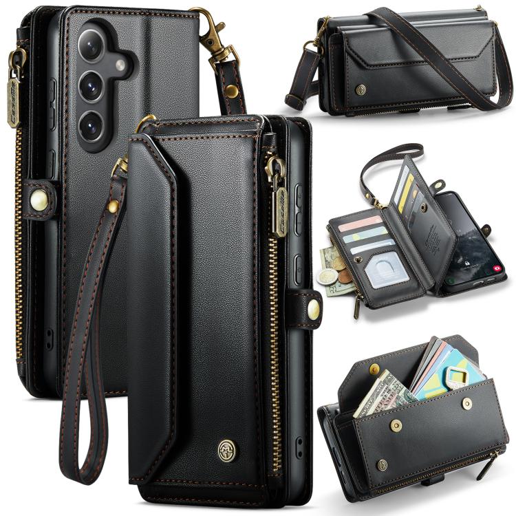 For Samsung Galaxy S25+ 5G CaseMe C36 Card Slots Zipper Wallet RFID Anti-theft Leather Phone Case(Black) - Galaxy S25+ 5G Cases by CaseMe | Online Shopping UK | buy2fix