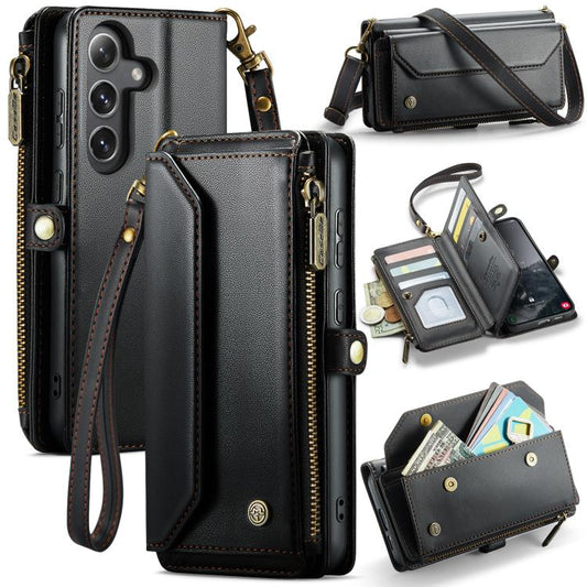 For Samsung Galaxy S25+ 5G CaseMe C36 Card Slots Zipper Wallet RFID Anti-theft Leather Phone Case(Black) - Galaxy S25+ 5G Cases by CaseMe | Online Shopping UK | buy2fix