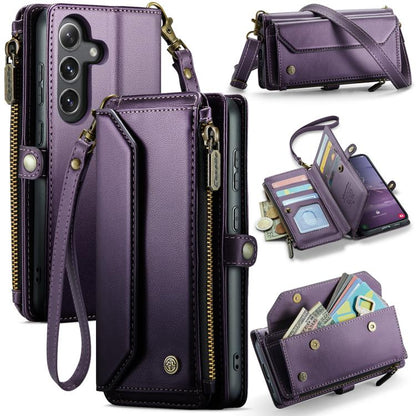 For Samsung Galaxy S25+ 5G CaseMe C36 Card Slots Zipper Wallet RFID Anti-theft Leather Phone Case(Purple) - Galaxy S25+ 5G Cases by CaseMe | Online Shopping UK | buy2fix
