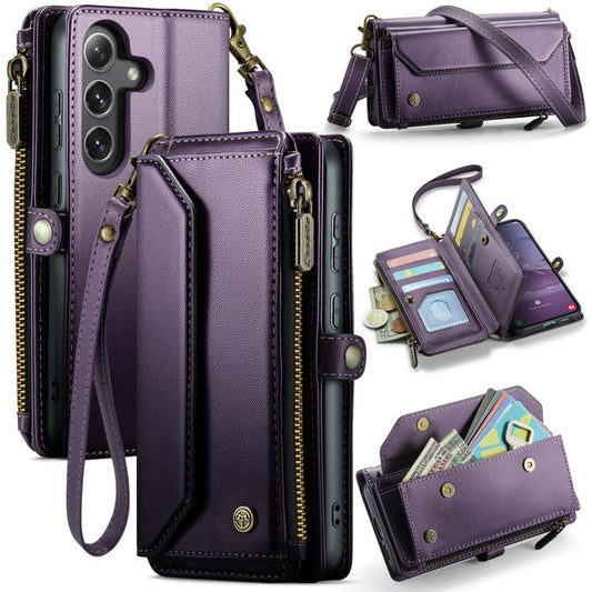 For Samsung Galaxy S25+ 5G CaseMe C36 Card Slots Zipper Wallet RFID Anti-theft Leather Phone Case(Purple) - Galaxy S25+ 5G Cases by CaseMe | Online Shopping UK | buy2fix