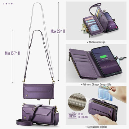 For Samsung Galaxy S25+ 5G CaseMe C36 Card Slots Zipper Wallet RFID Anti-theft Leather Phone Case(Purple) - Galaxy S25+ 5G Cases by CaseMe | Online Shopping UK | buy2fix