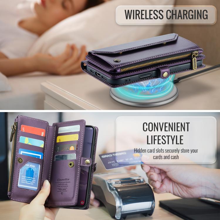 For Samsung Galaxy S25+ 5G CaseMe C36 Card Slots Zipper Wallet RFID Anti-theft Leather Phone Case(Purple) - Galaxy S25+ 5G Cases by CaseMe | Online Shopping UK | buy2fix