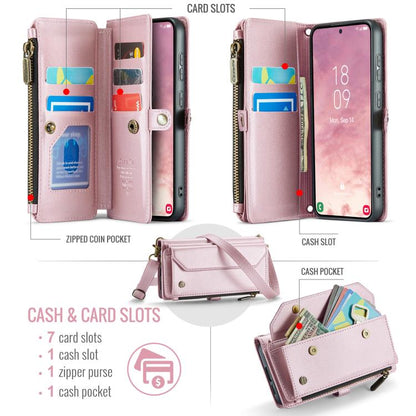 For Samsung Galaxy S25 5G CaseMe C36 Card Slots Zipper Wallet RFID Anti-theft Leather Phone Case(Pink) - Galaxy S25 5G Cases by CaseMe | Online Shopping UK | buy2fix