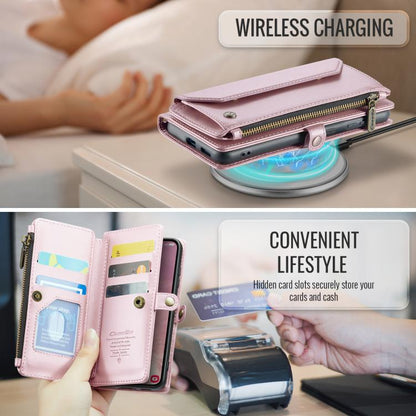 For Samsung Galaxy S25 5G CaseMe C36 Card Slots Zipper Wallet RFID Anti-theft Leather Phone Case(Pink) - Galaxy S25 5G Cases by CaseMe | Online Shopping UK | buy2fix