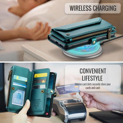 For Samsung Galaxy S25 5G CaseMe C36 Card Slots Zipper Wallet RFID Anti-theft Leather Phone Case(Blue) - Galaxy S25 5G Cases by CaseMe | Online Shopping UK | buy2fix