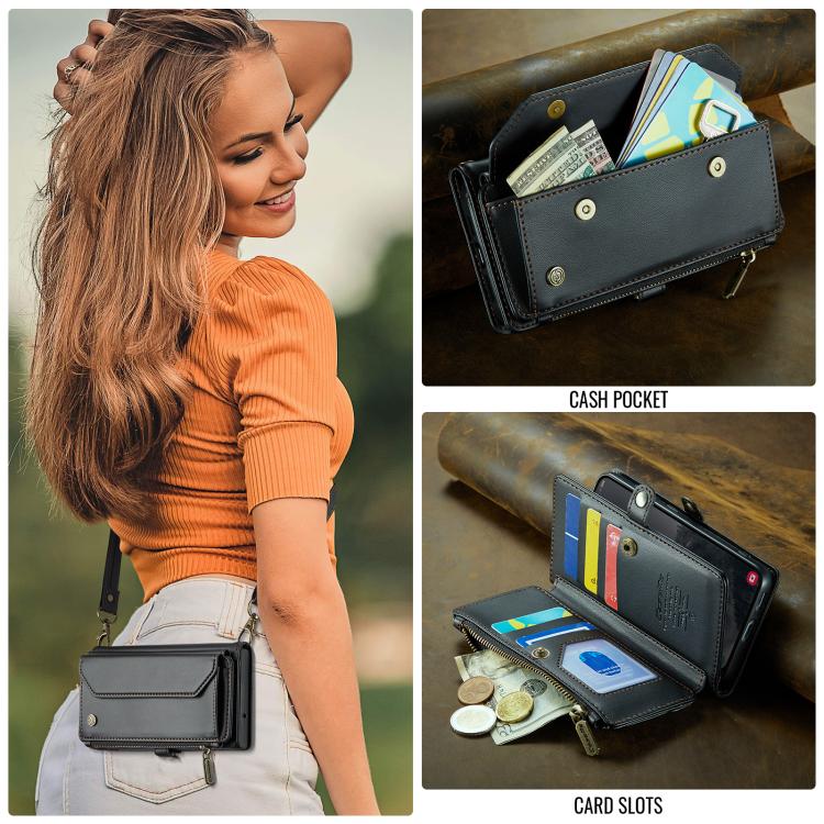 For Samsung Galaxy S25 5G CaseMe C36 Card Slots Zipper Wallet RFID Anti-theft Leather Phone Case(Black) - Galaxy S25 5G Cases by CaseMe | Online Shopping UK | buy2fix